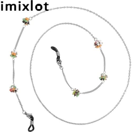 Imixlot New Cute Colorful Beads Ball Link Chain for Women Charm Reading Glasses Chain Fashion Eyewear Neck Strap Cord with Box