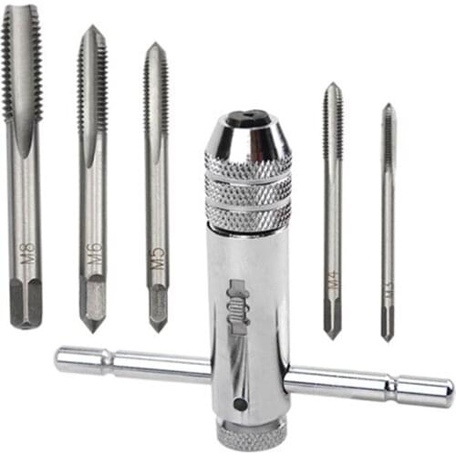 Engineers M3-M8 Lengthen Reversible T Handle Ratchet Tap Taps Wrenches Wire tapping Wrench Silver Adjustable Holder Tool