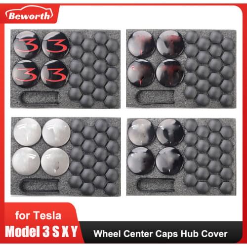 Wheel Center Caps Hub Cover For Tesla Model 3/ S/ X /Y Aluminum Screw Cap Logo Kit Decorative Tires Modification Car Accessories
