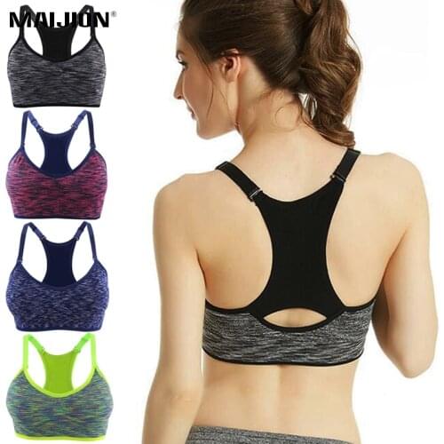 MAIJION Shockproof Padded Sports Bra, Women Adjustable Wirefree Running Yoga Bras, Seamless Push Up Athletic Fitness Tank Tops
