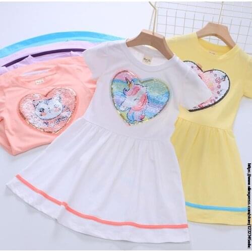 Changing Color and Pattern Switchable Sequins Princess Dress Fresh and sweet banquet dress 1-8 years children pony girl dress