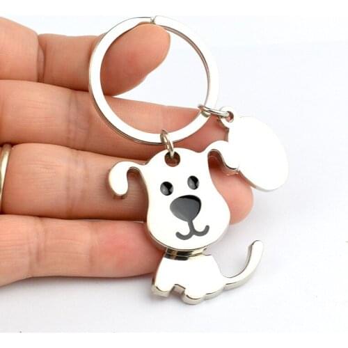 Fashion Cute Pet Cat And Dog Keychain Creative Backpack Car Metal Key Chain Pet Shop Promotional Gift