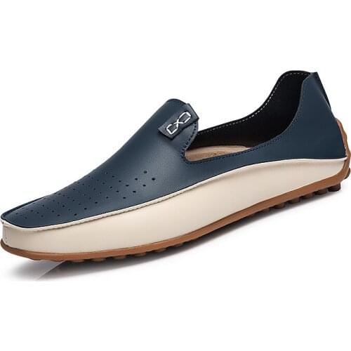 Fashion Men Flat Driving Moccasin Loafer Casual Comfy Leather Slip-on Soft Shoes Match Colors Plus Size 38-47