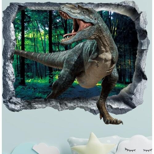 Dinosaur Cartoon 3D Wall Sticker Home Decor Decal Wallpaper Decorative Kids Babys Room Switch Stickers Decals Murals Poster