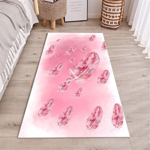 Cartoon Feather Pink Floor Mat For Girl Room Decoration Princess Style Bedside Mat Kitchen Runner Mat Washable Doormat Non-slip