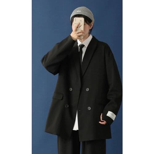 2021 Mens Fashion Trend Suit Jackets Casual Loose Blazers Black/Grey Outerwear Western-style Clothes High-quality Coats M-3XL