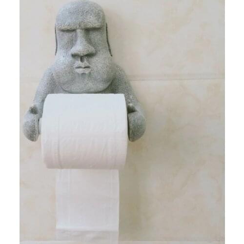 Wall mounted 3D Easter Island Moai Toilet Roll Paper Rack Tissue Holder Bathroom Kitchen Towel Storage Shelf