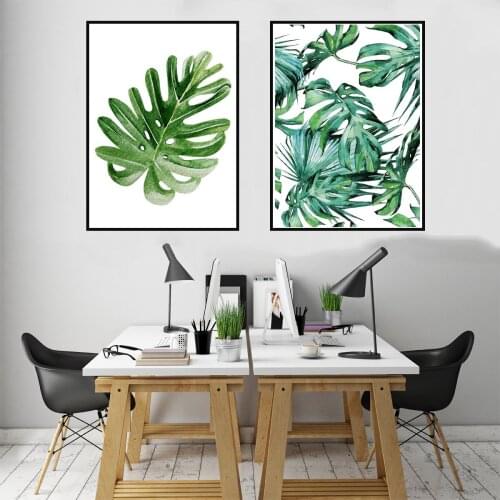 Nordic Minimalist Modern Nordic Green Plant Leaf Poster Canvas Print Painting Wall Art Bedroom Home Decoration