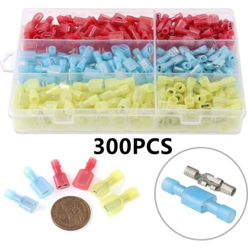 300/180Pcs Crimp Terminals Electrical Wire Cable Connectors Nylon Fully Insulated Spade Male Female Crimp Terminators Tool Set