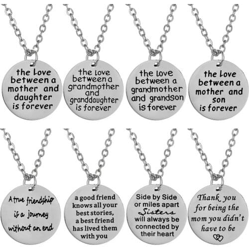 Family Stainless Steel Pendant Chain Necklace For Mother Daughter Grandmother Grandson Son Best Friend Sister Christmas Gift
