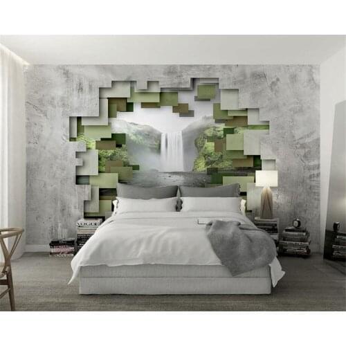 Beibehang 3d wallpaper stereoscopic polygon geometric concrete wall waterfall photo wallpapers modern home decoration wall paper