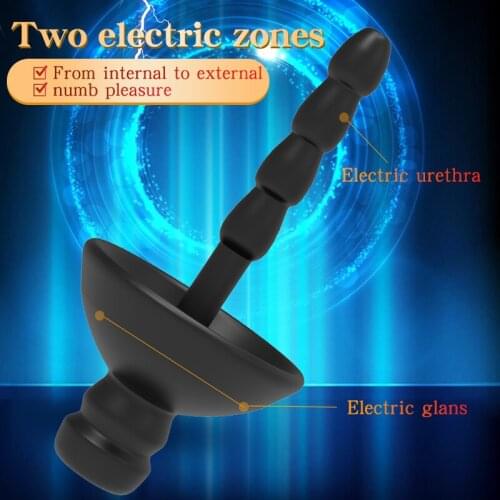 Electric Shock Urethral Stick Expansion Horse Eye Silicone Glans Stimulation Dilators Male Masturbation Adult Sex Toy for Man