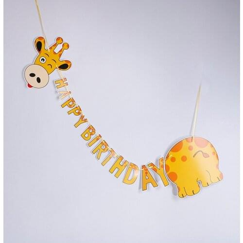 Giraffe pig cow Party Banners Event Party Supplies Birthday Party Decoration Baby Shower Birthday Party Decoration Pennant Kids