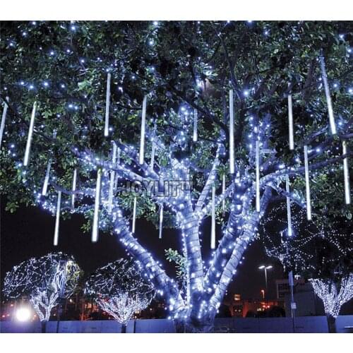 Christmas decoration 11.8inch 30CM Blue/White/RGB Meteor Shower Rain Tube 8pcs colorfull Tubes Light Wedding Party white adapter