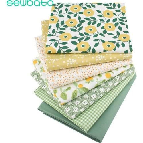 SEWBATO 7pcs/lot New Flowers Twill Cotton Fabric Patchwork Cloth DIY Sewing Quilting Fat Quarters Material For Baby&Child