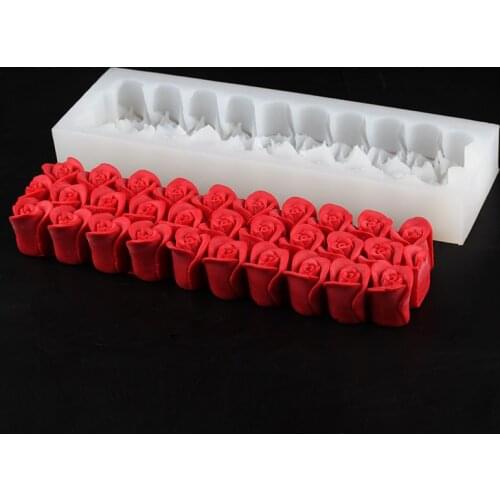 Rose Flower Silicone Soap Mold Rectangular with Embossed DIY Art Craft Relief Decoration Mould