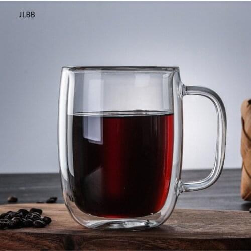 Nordic Double Wall Glass Transparent Heat-resistant Coffee Mugs Milk Tea Water Cups with Handgrip Tumbler Gift Cafe Drinkware