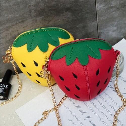 Cute Strawberry Baby Girls Crossbody Bags Boys Small Purse Pouch Kids Handbags Lovely Childrens PU Leather Mini Shoulder Bag