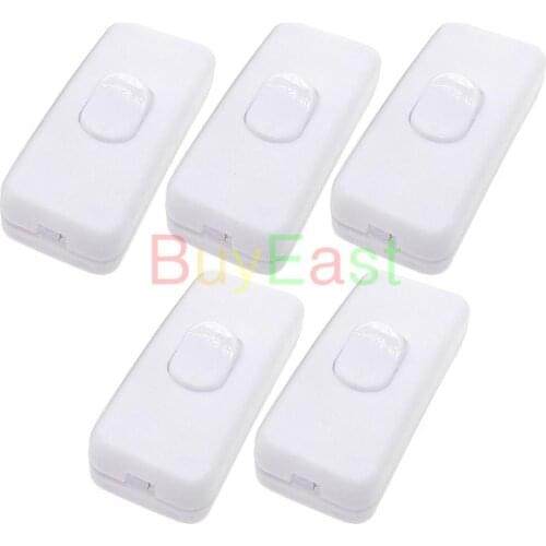 Pack 5) Inline Desk Light Floor Lamp Cord Switch Max AC250V 2 Amp Black White