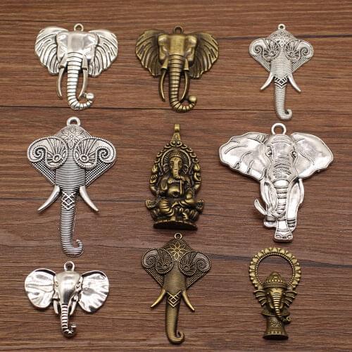 Vintage Elephant God Charms Pendants Diy Jewelry For Necklace Bracelet Making Accessaries