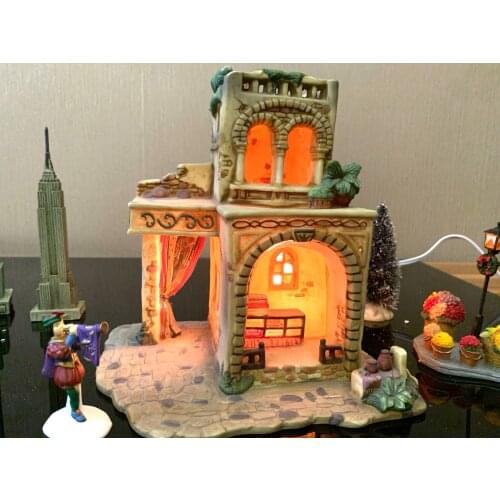 High End Hand Painted Ceramic Night Light House Building Castle Home Decoration Accessories for Living Room