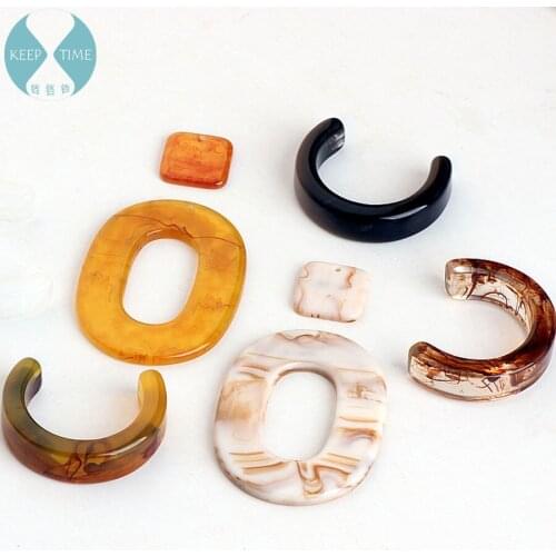 DIY handmade jewelry accessories South Korea C acetate oval ring earrings earrings pendant earrings square pendant material