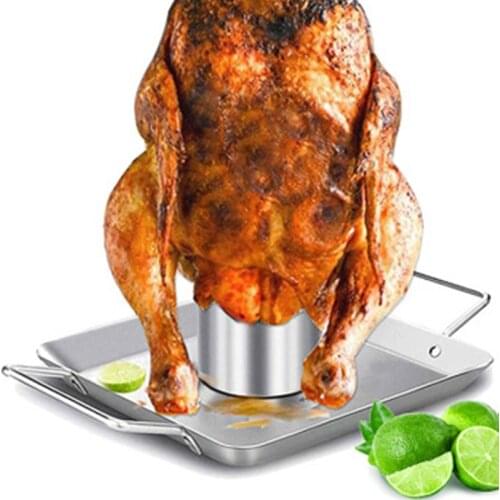 1Set Barbecue Grilling Baking Cooking Pans Non-Stick Chicken Roaster Rack With Jar Removable BBQ Accessories Tools