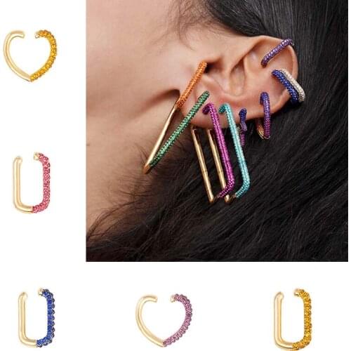 1PC Geometric Rectangle Love Ear Bone Clip Female earrings Personality Multi-color Ear Clip Women Jewelry Accessories