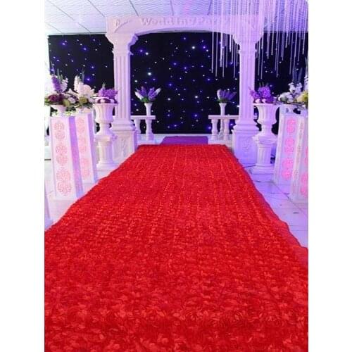 10m/lot 1.4 m Width Romantic White 3D Rose Petal Carpet Aisle Runner For Wedding Backdrop Centerpieces Favors Party Decoration S