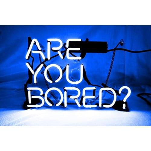 14"x10" Are You Bored Blue Custom Acrylic Neon Light Lamp Sign Beer Bar Handmade Real Glass Decorate Home Wall Room Decor Club B