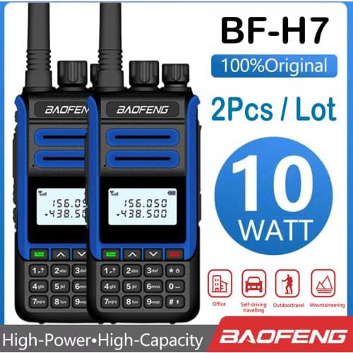 2pcs BaoFeng BF-H7 Powerful Walkie Talkie 10W Portable CB Radio FM Transceiver 2200mAh Dual Band Two Way Radio Better UV5R uv82