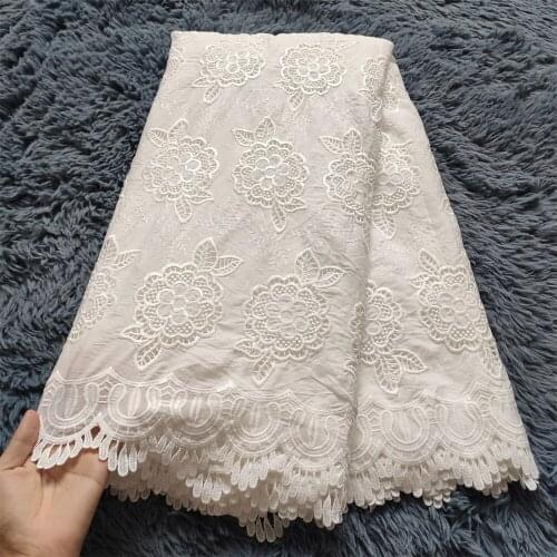 2021 High Quality African Lace Fabric Embroidery Swiss French Tulle Cotton 5yards Wedding Party Dress Guipure Fabric For Sewing