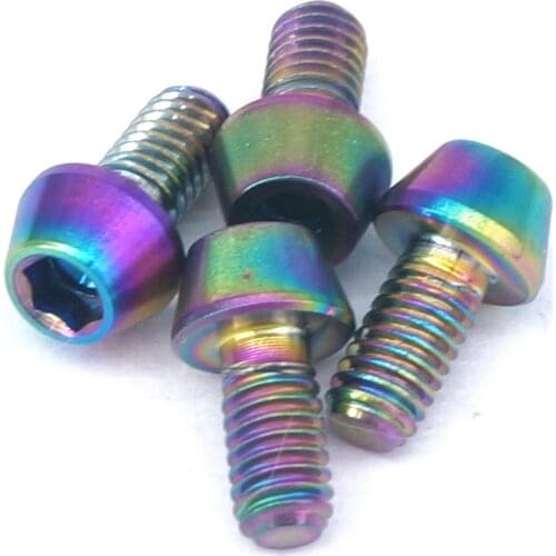 4 PCS M4x8mm Rainbow GR5 Titanium Cone head Bolts For Bike Rear Derailleur