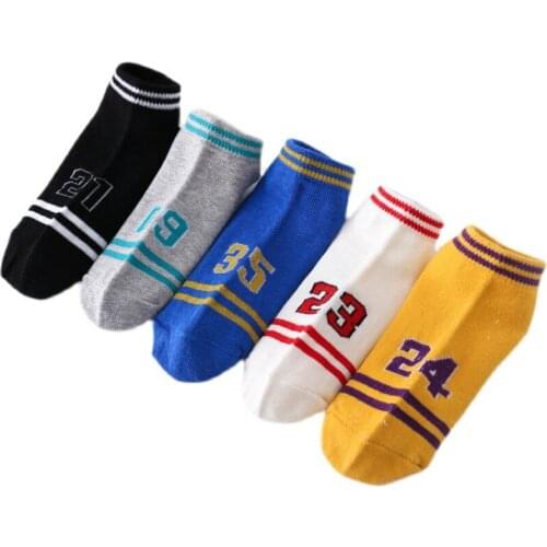 5 Pairs/ Lot Soft Breathable Short Cotton Kids School Sock Girls Boys Number Casual Sports Socks