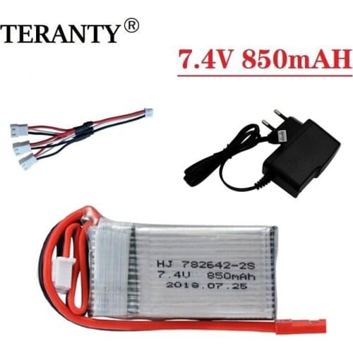 7.4v 850mah 782642 lipo battery and charger set For WLtoys V912 V262 V353 BQ202 RC Quadcopter Helicopter Spare Parts
