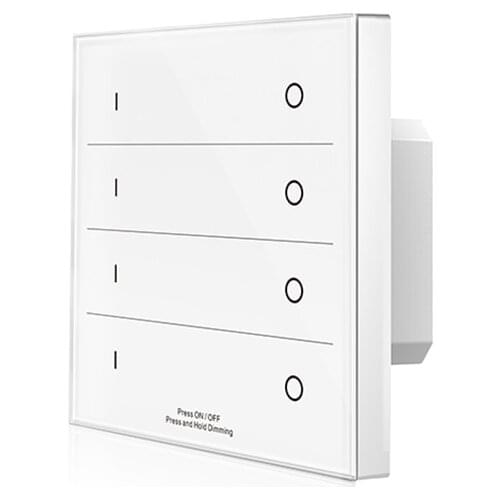 86 Wall Mounted Touch Panel 2.4G RF Dimming AC 4 Zones Wireless Remote Control for Single Color Strip Push Dim On Off Switch