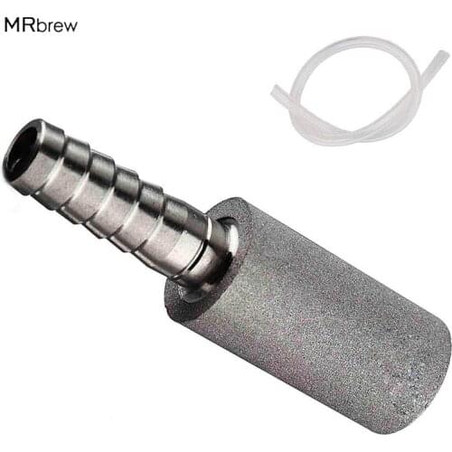 Aeration Stone with 20'' Silicon Hose, Stainless Steel 2 Micron Diffusion Stone with 1/4'' Barb Home brewing for Beer/Water