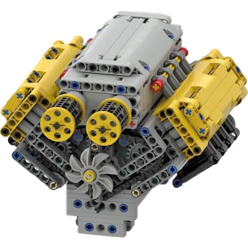 Authorized 770Pcs MOC-54607 Diy Bricks Model V8 Engine Building Blocks Toy (Designed By Bricktec Designs) - Dynamic Version