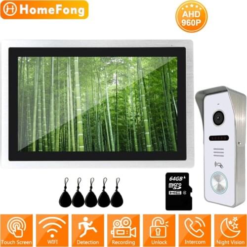 HomeFong Wireless Doorbell with Intercom WiFi Video Door Phone for Home Support Record Motion Detection 960P RFID Card Unlock
