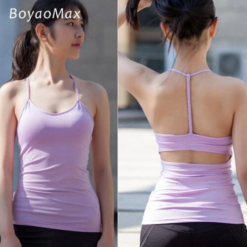 BoyaoMax Sexy Gym Yoga Tops camisole 2017 Workout Sports T Shirt Sleeveless Multicolor Running Shirts Women Fitness Backless bra
