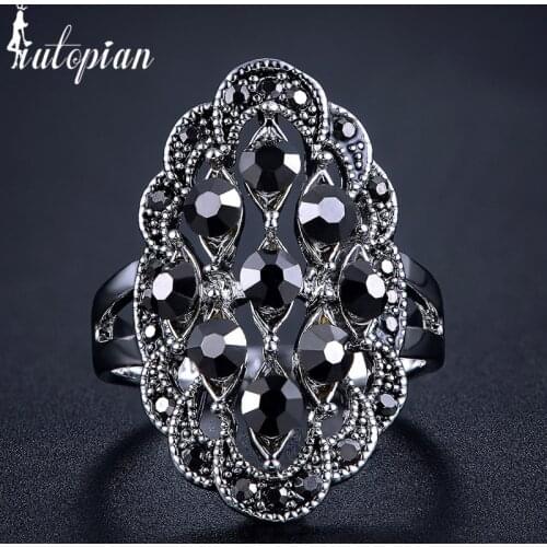 Iutopian Brand Elegant Vintage Retro Ring Anels For Women Anti Allergy With Shinning Crystal Top Quality #1821