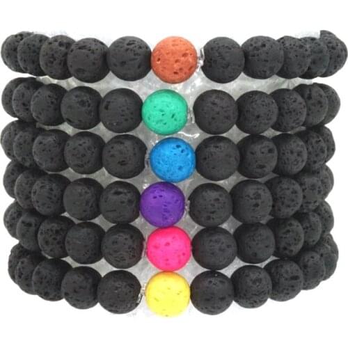 8mm Colorful Stone Bead Black Lava Stone Beads Bracelet DIY Aromatherapy Essential Oil Diffuser Bracelet Jewelry