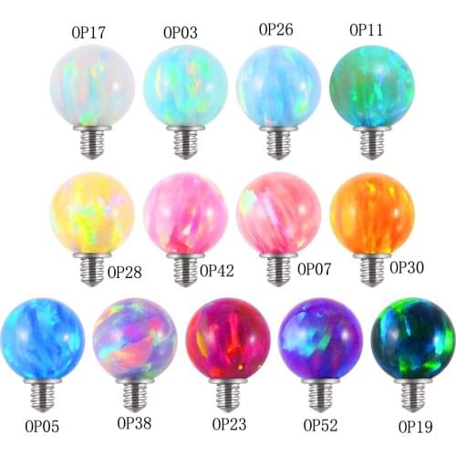 CHUANCI 1 PC Round Opal Gem Colorful Dermal Top Anchor Skin Diver Implants Tops Body Piercing Jewelry 16G