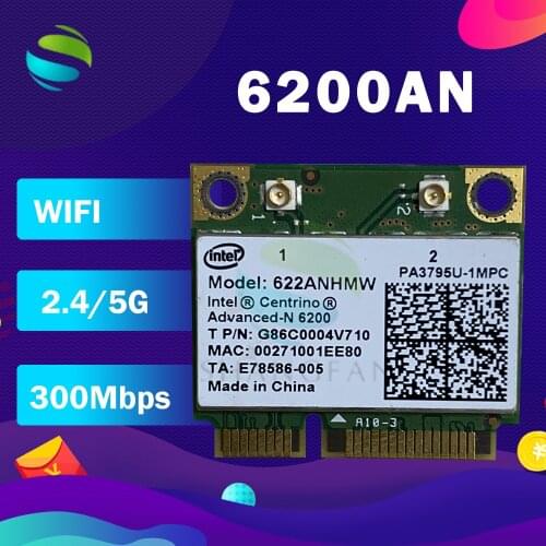 For intel Centrino Advanced-N 6200 6200AN 622AN 622ANHMW 6200AGN Half Mini PCIe 300Mbps WLAN WIFI Card