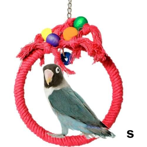 Legendog Bird Swing Rope Toy Colorful Cotton Beads Bird Hanging Toy Parrot Chewing Toy Parrot Playing Ring Toy Bird Funny Toy