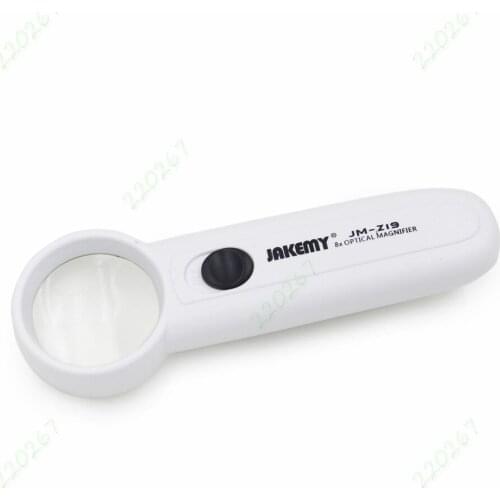 Pocket 8X Optical Magnifier 2 LED Jewelry Watch Reading Loupe Magnifying Glass