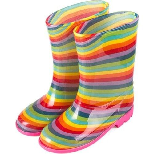 Children Rain Boots PVC Girl Rubber Boots Waterproof Yellow High-Tube Boys Kids Water Boot