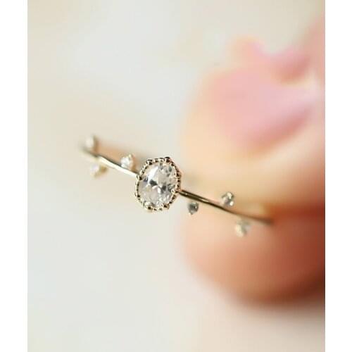 Chic Lovely Rose sweet Color Twig Ring for Women Elegant Tiny Finger Rings Inlaid Green Zircon Fashion Women Party Jewelry