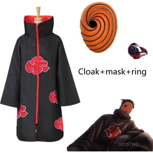 HOT Anime Akatsuki Uchiha Obito Cosplay Costume for Men Women Halloween Costume for Kids