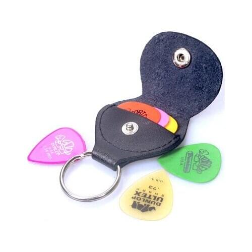 Dunlop 5201 Leather Pick Holder Keychain "D" logo Key Chain Pickers Pouch, 1/piece